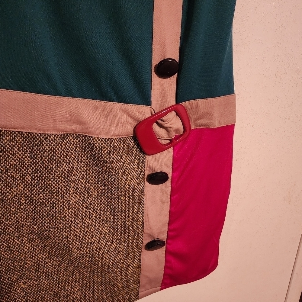 M.F. Designer Paris Colorblock Dress Zip Back Size L Vintage (see all pictures) - Picture 5 of 12